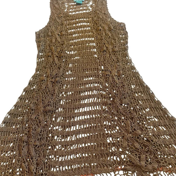 Letarte Handmade Metallic Dress Swim Cover Up Pullover Sheer Size Medium Women's - Picture 4 of 10